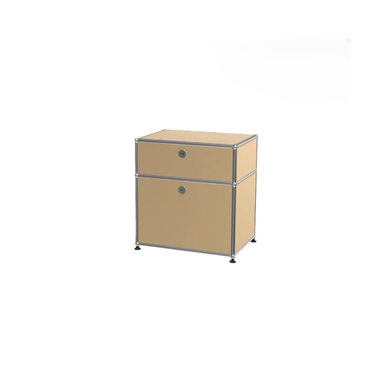 Vintage Modular Stainless Steel Sideboard Lockable Drawer TV Stand Nightstand Buffet Storage Cabinet