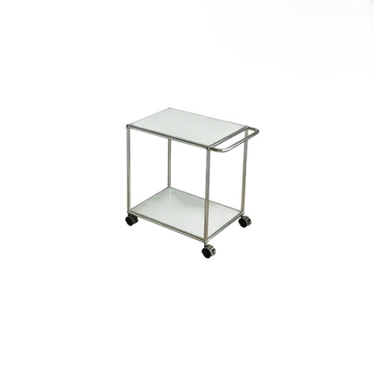 Mid-century Stainless Steel Rolling Cart Multi Tier Wheeled Storage Sofa Side Table
