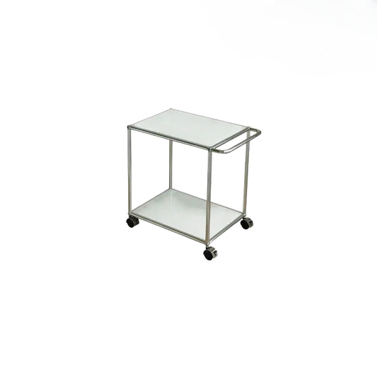 Mid-century Stainless Steel Rolling Cart Multi Tier Wheeled Storage Sofa Side Table