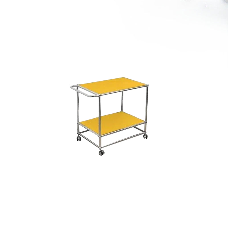 Mid-century Stainless Steel Rolling Cart Multi Tier Wheeled Storage Sofa Side Table