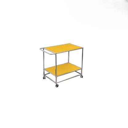 Mid-century Stainless Steel Rolling Cart Multi Tier Wheeled Storage Sofa Side Table