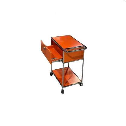 Mid-century Stainless Steel Rolling Cart Multi Tier Wheeled Storage Sofa Side Table